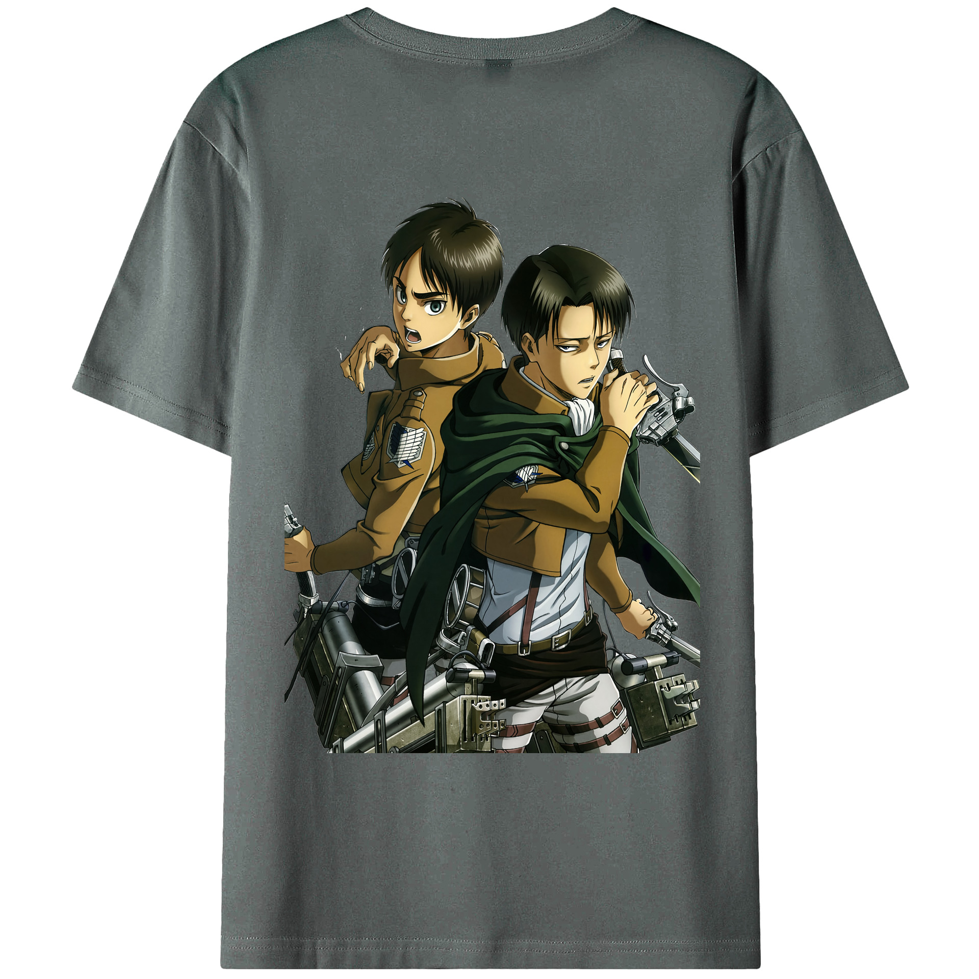 （画像用） 進撃の巨人 リヴァイ·アッカーマン Attack on Titan Levi Ackerman 綿100％ メンズ半袖Tシャツ（バックプリント） 通気性